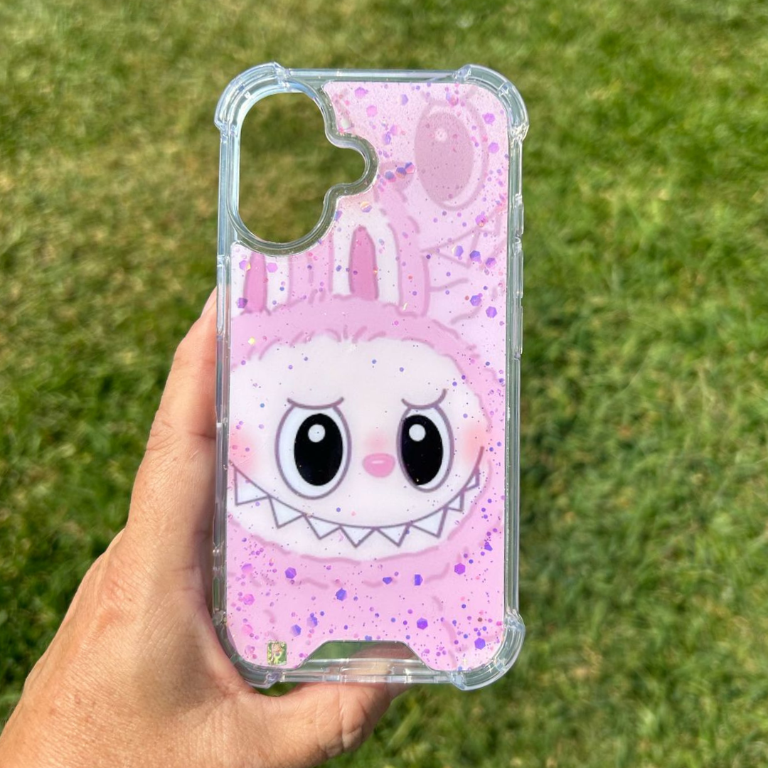 Labubu rosa con brillos