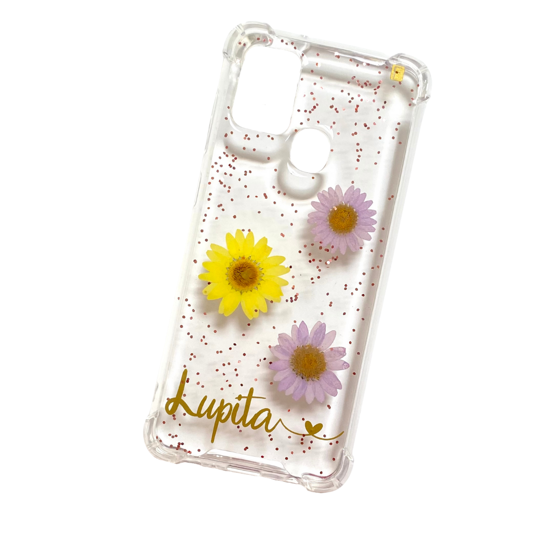 Flores lilas con amarilla