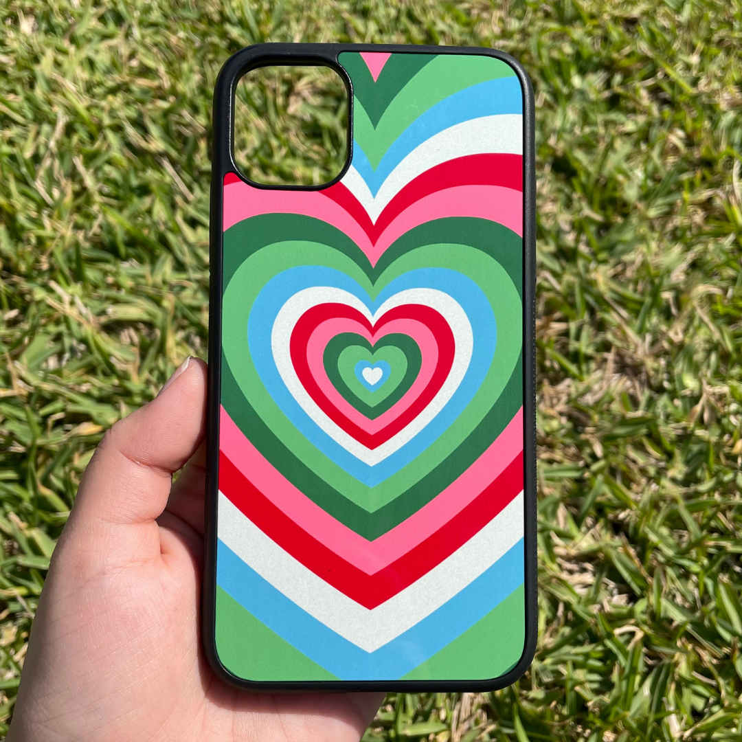 Hearts Rainbow - Black Case