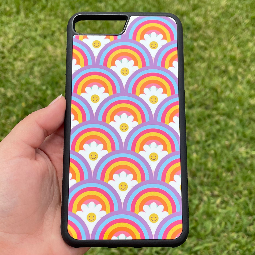 Rainbow Flowers - Black Case