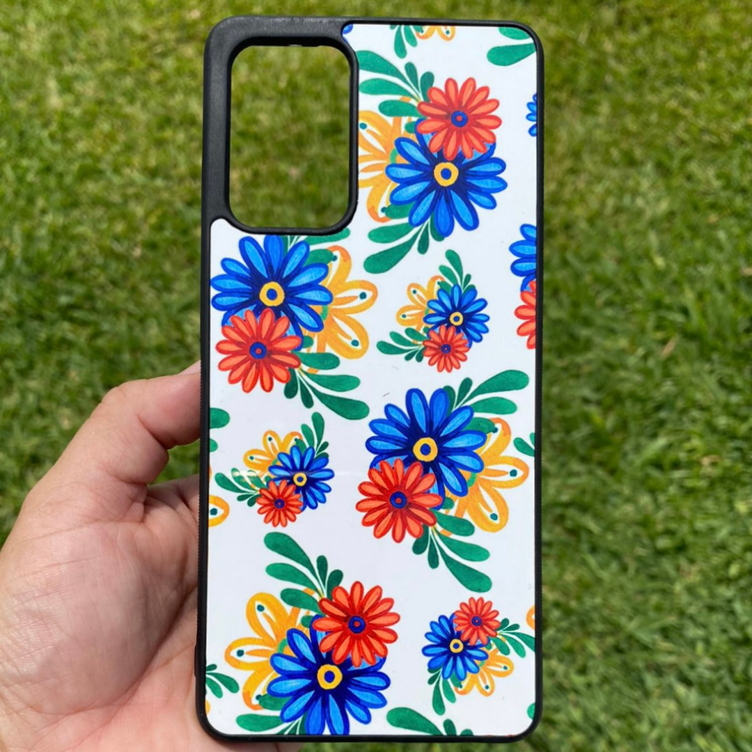 Flores Azules y Rojas - Black Case