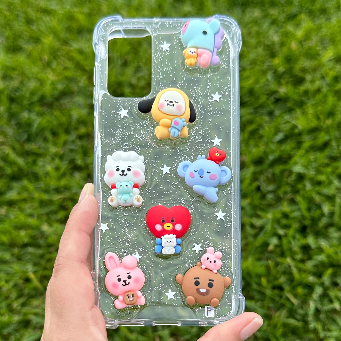 Foncase 3D BTS con brillos y estrellas