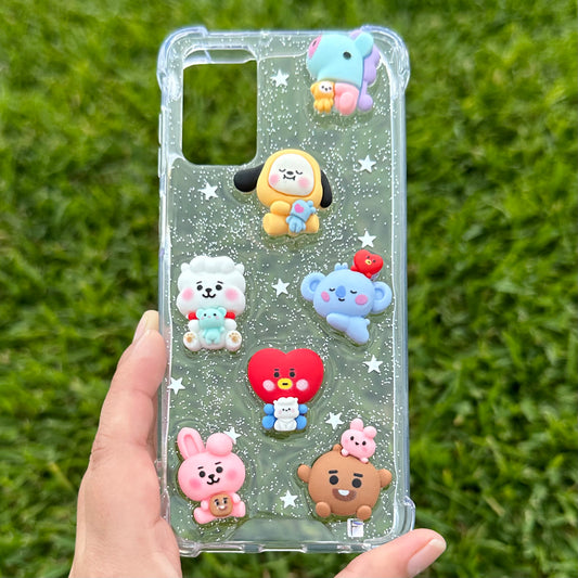 Foncase 3D BTS con brillos y estrellas