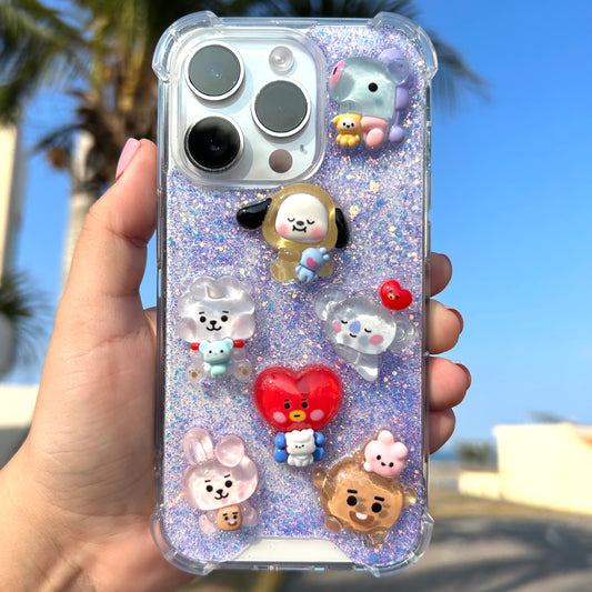 Foncase 3D BT21 Transparentes Brillos Royal